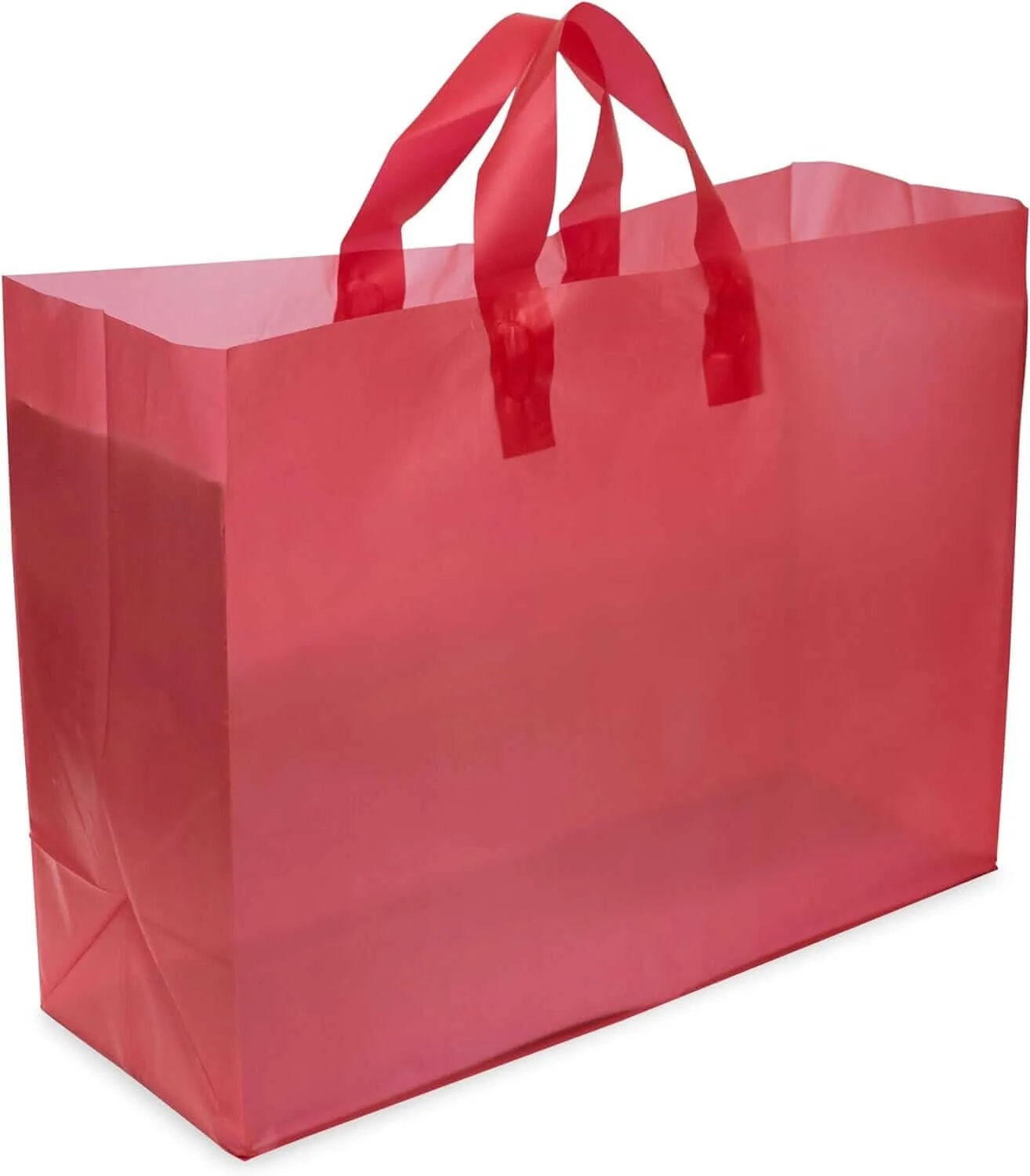 16x6x12 Large Frosted Red Plastic Bags with Handles