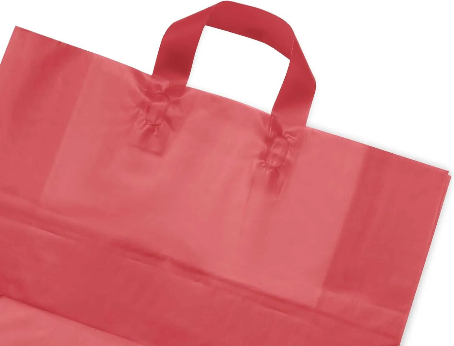 16x6x12 Large Frosted Red Plastic Bags with Handles