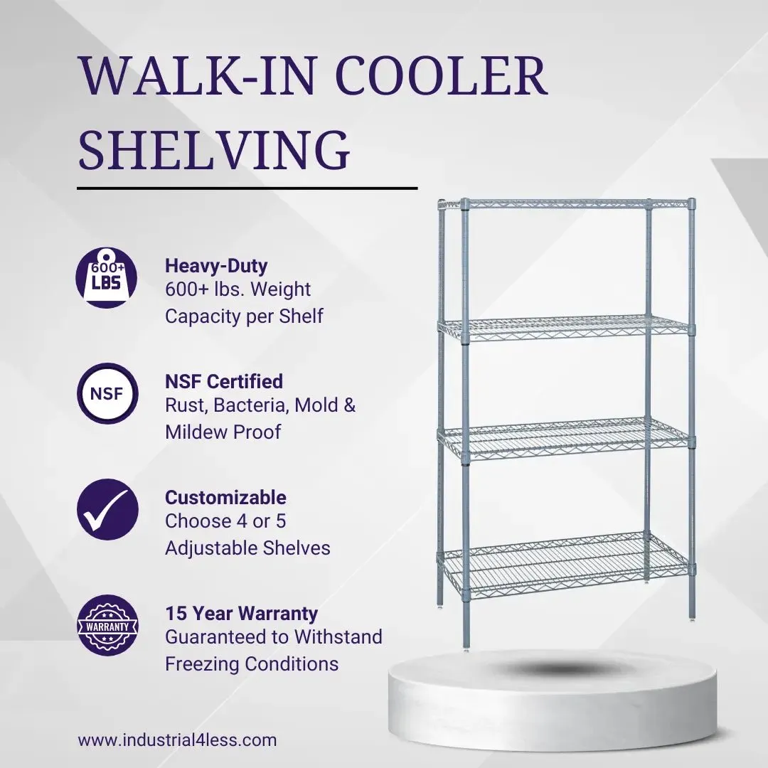 18" x 48" Walk In Cooler and Freezer Wire Shelving Unit