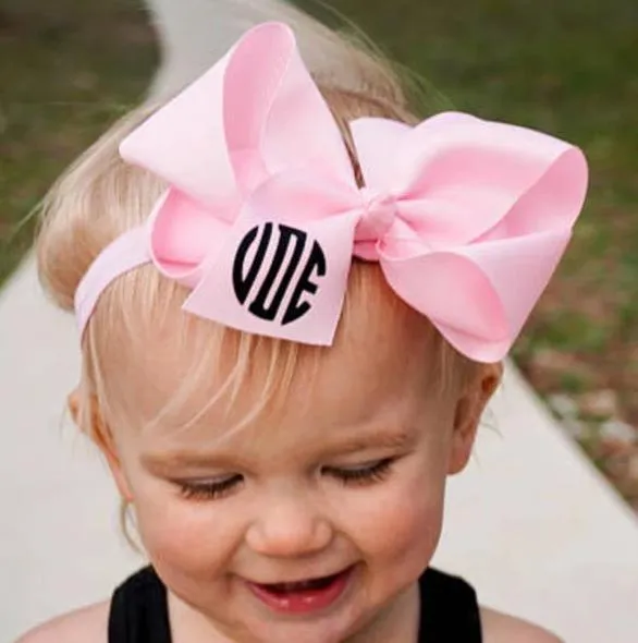 6" Big Bow Monogram Headband or Clip Bow