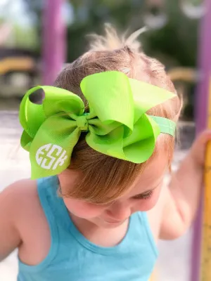 6" Big Bow Monogram Headband or Clip Bow