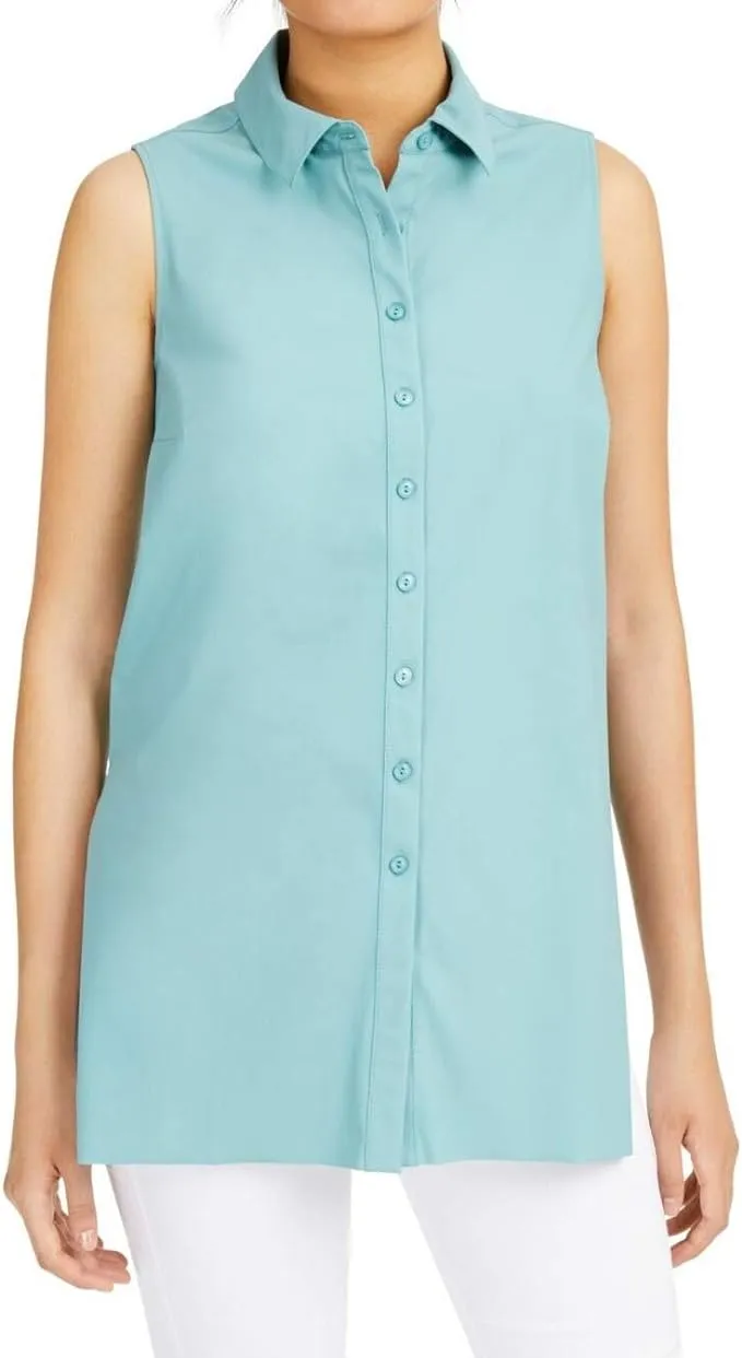 Alfani Womens Button-Down Sleeveless Button-Down Top, Size Large