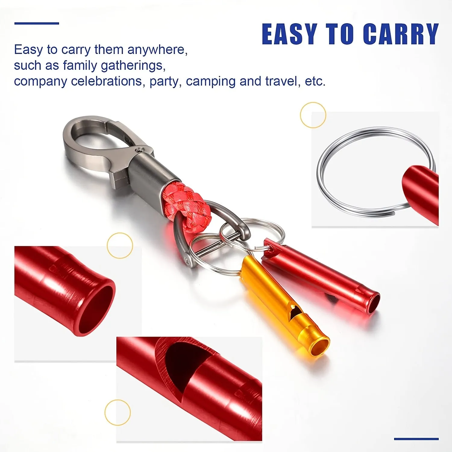 Aluminum Emergency Whistle Keychain for Survival and Outdoor Activities