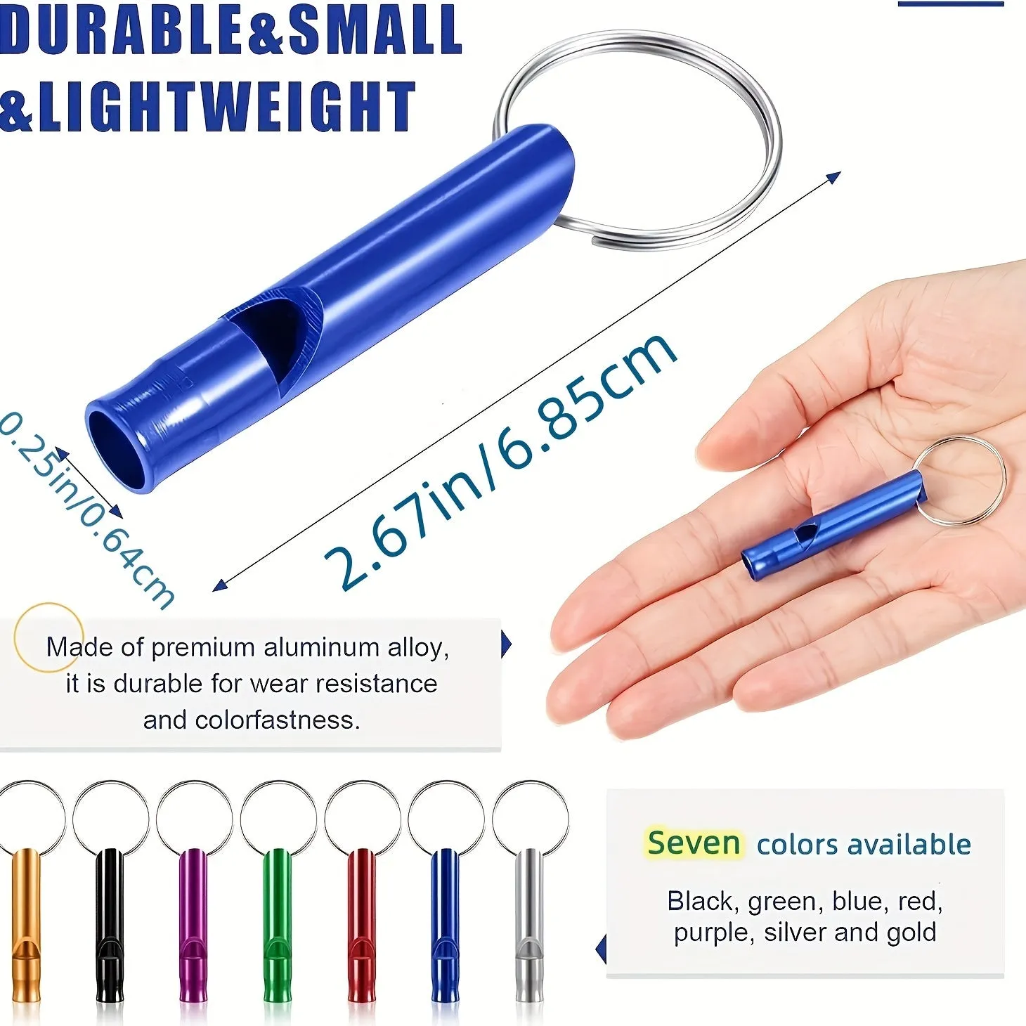 Aluminum Emergency Whistle Keychain for Survival and Outdoor Activities