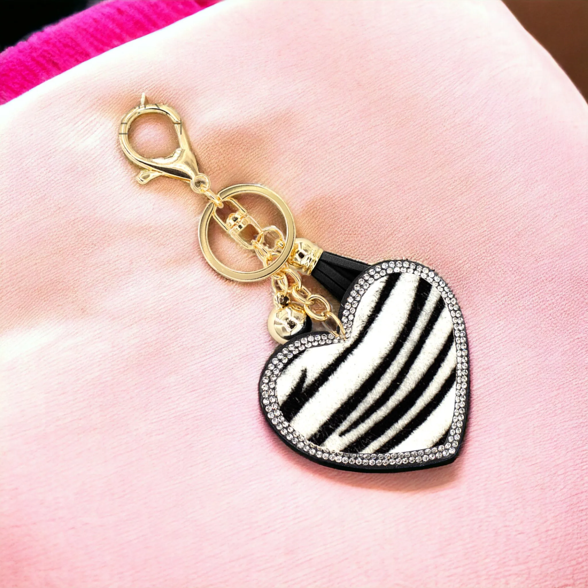 Animal Print Heart Keychains