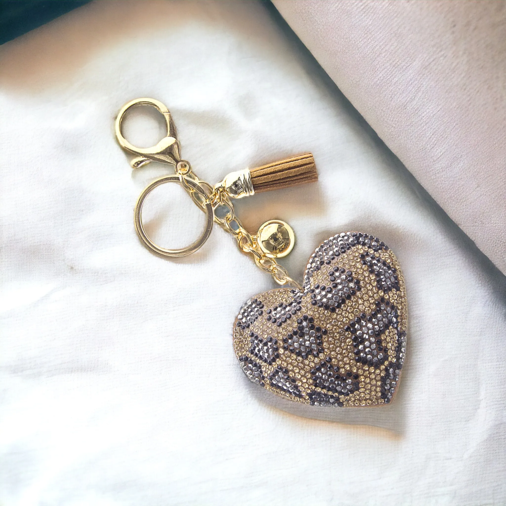 Animal Print Heart Keychains