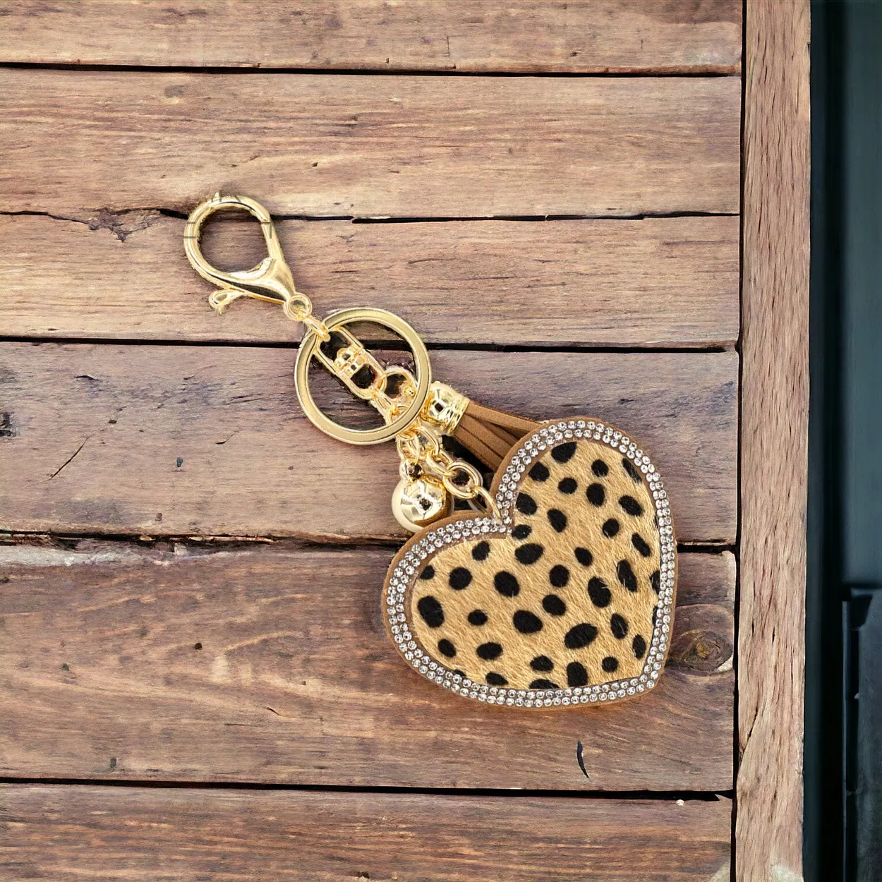 Animal Print Heart Keychains