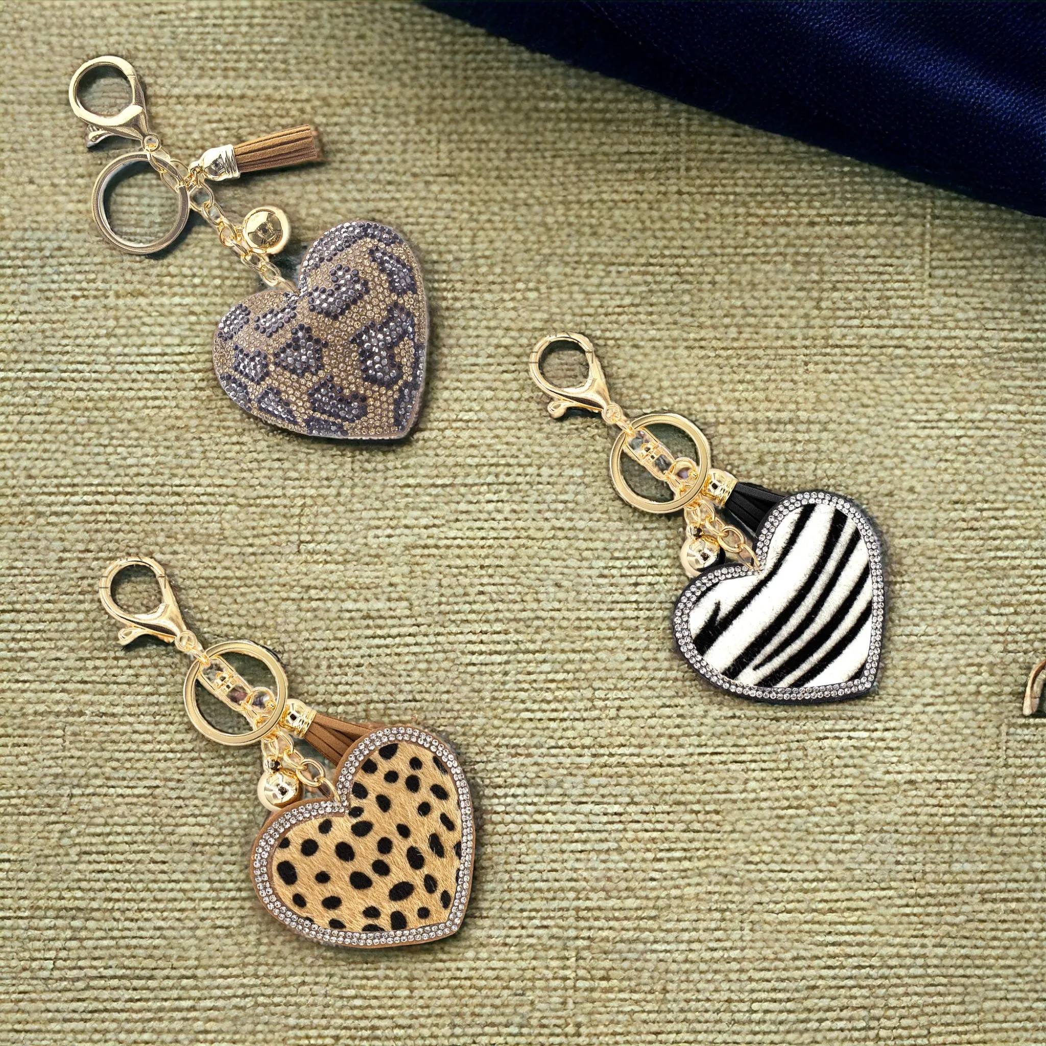 Animal Print Heart Keychains