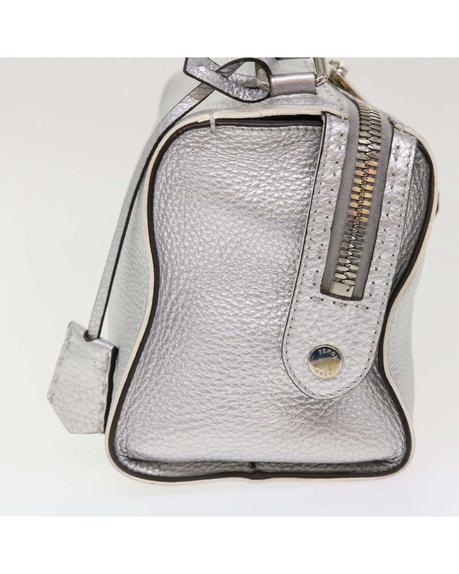 Authentic Silver Leather 2-way Hand Bag by Fendi