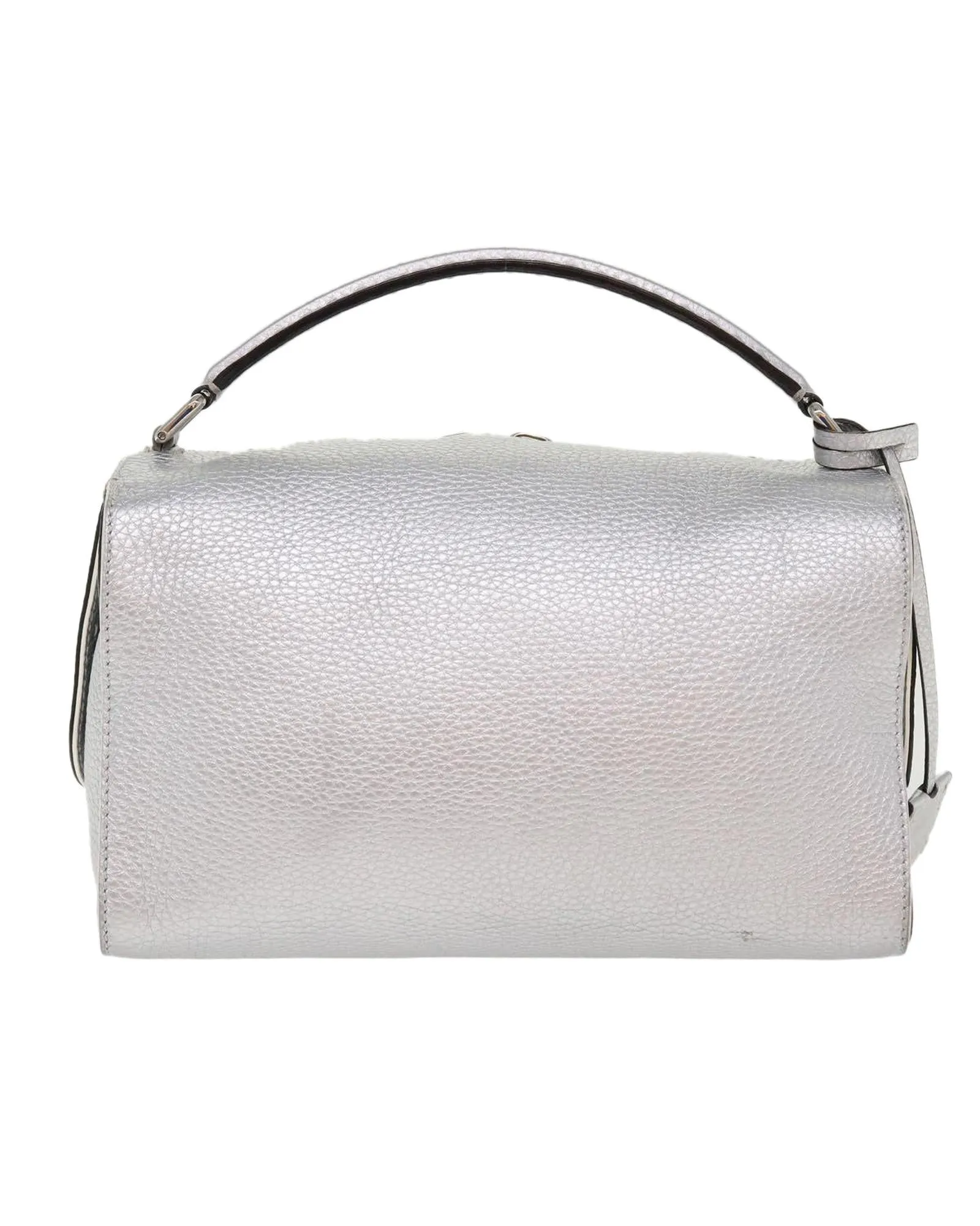 Authentic Silver Leather 2-way Hand Bag by Fendi