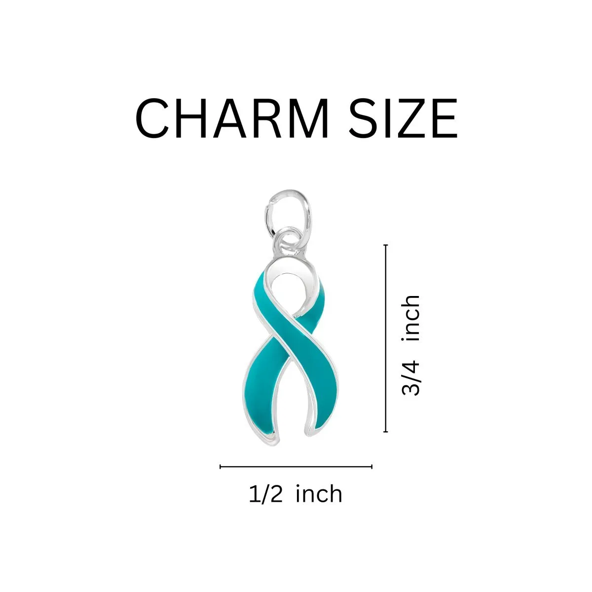 Big Heart Teal Ribbon Key Chains