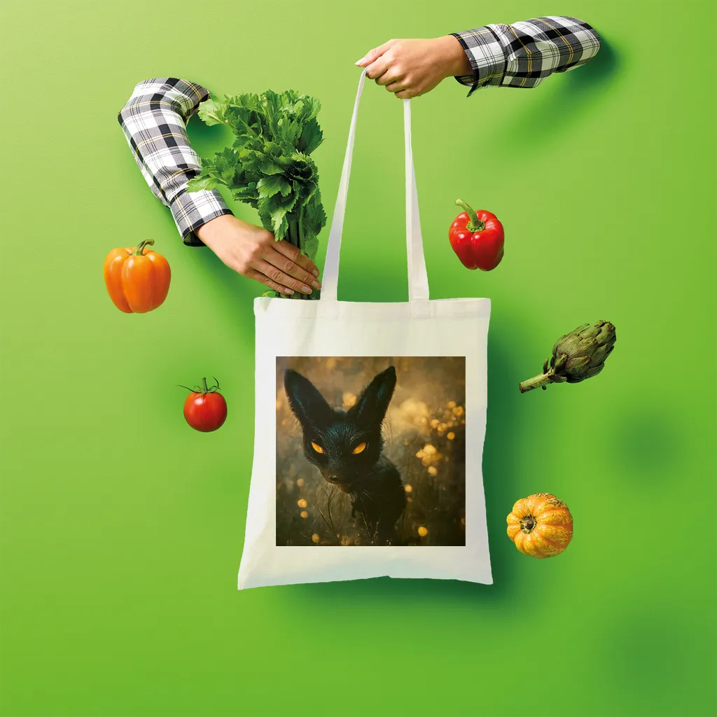 Black and Orange Kitty Cat Shopper Tote Bag