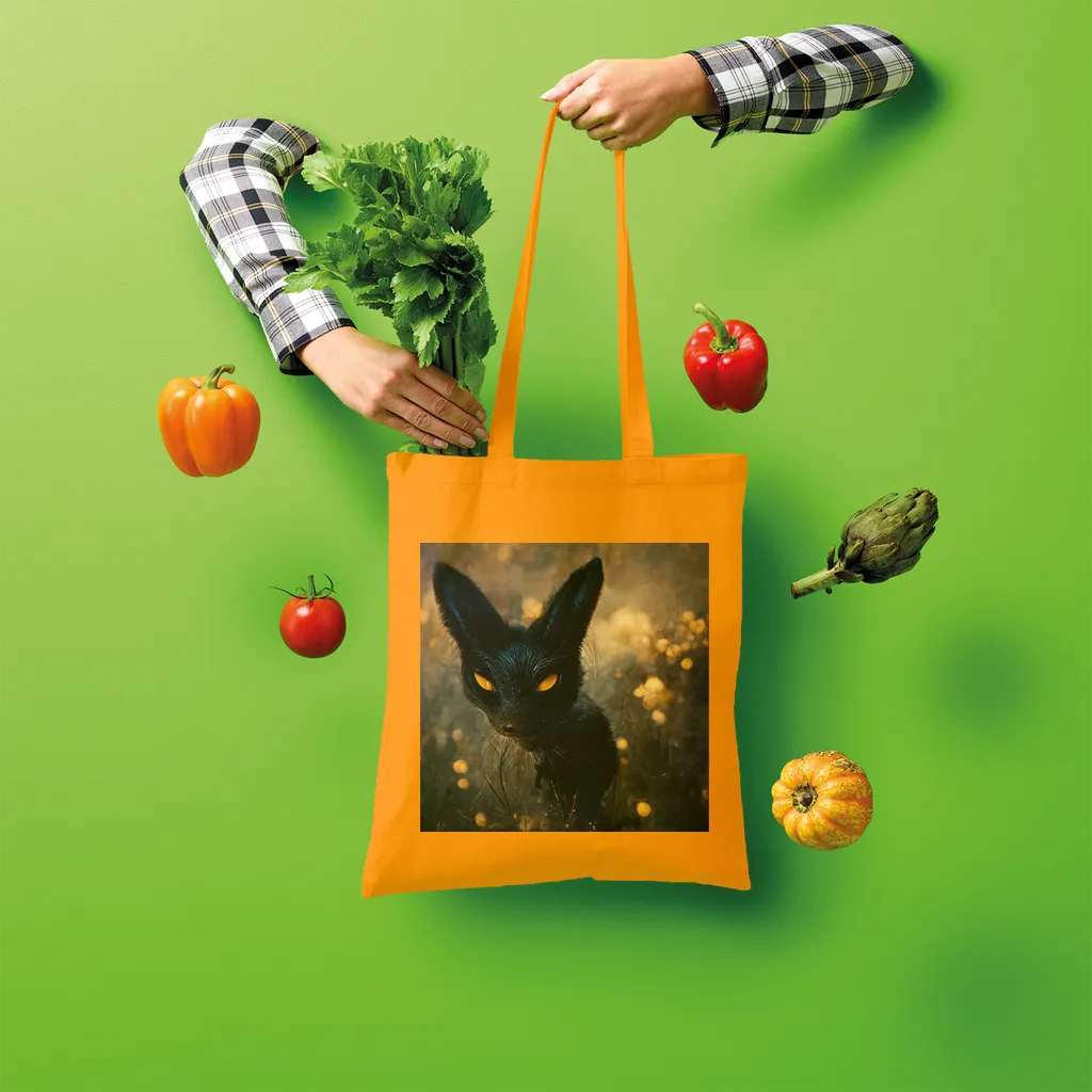 Black and Orange Kitty Cat Shopper Tote Bag