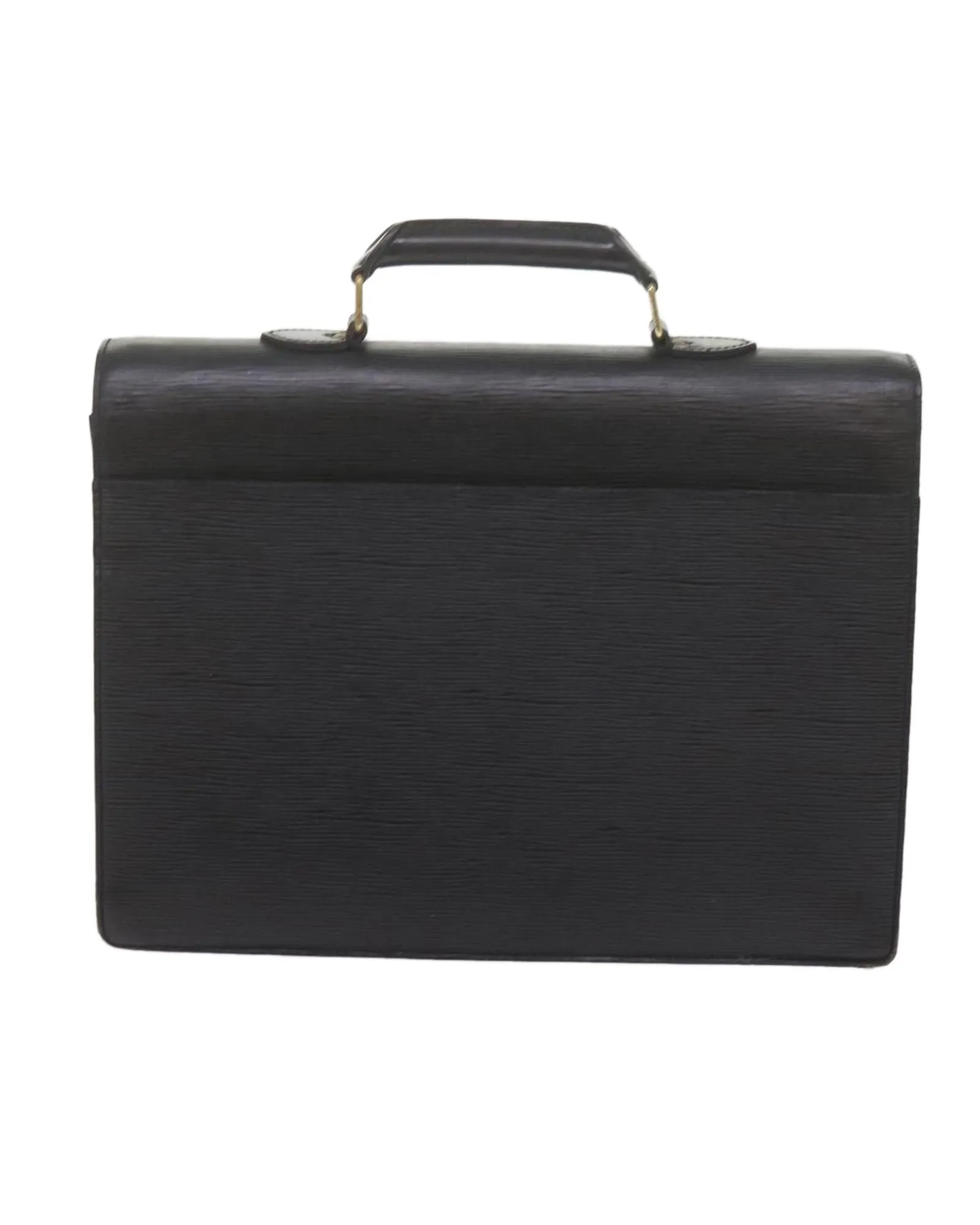 Black Leather Briefcase with Shoulder Strap and Multiple Compartments