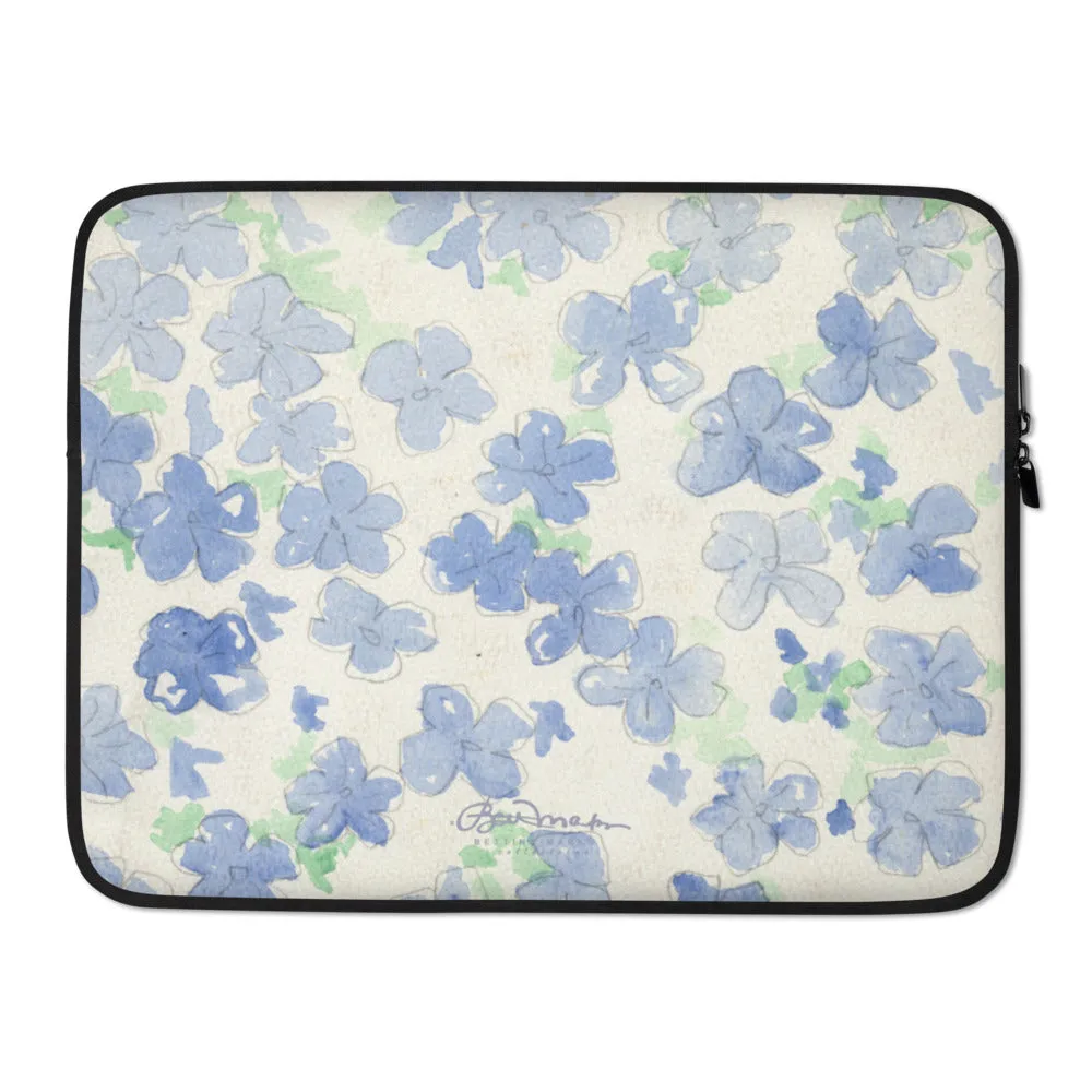 Blu&White Watercolor Floral Laptop Sleeve