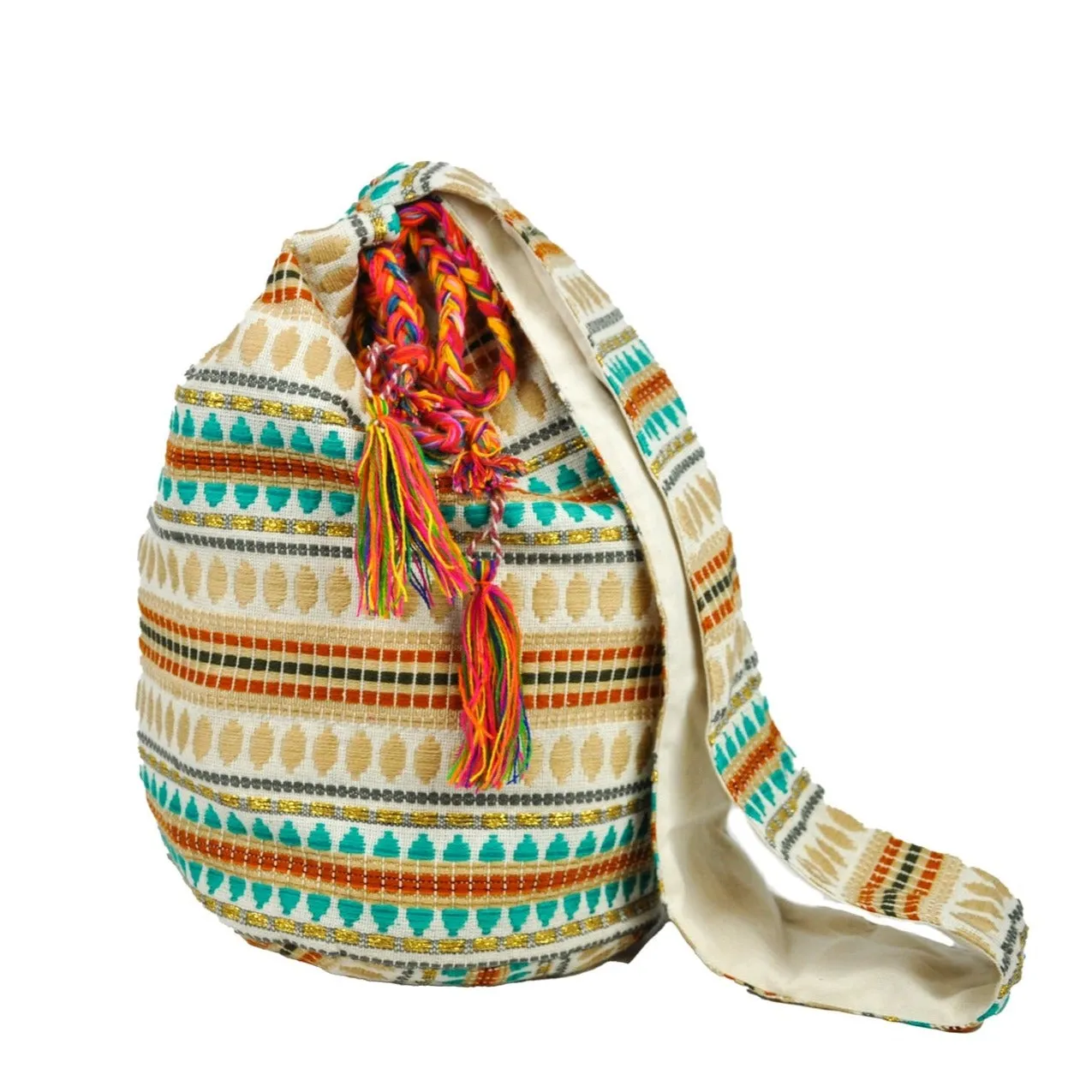 Boho Embroidered Crossbody Bucket Bag