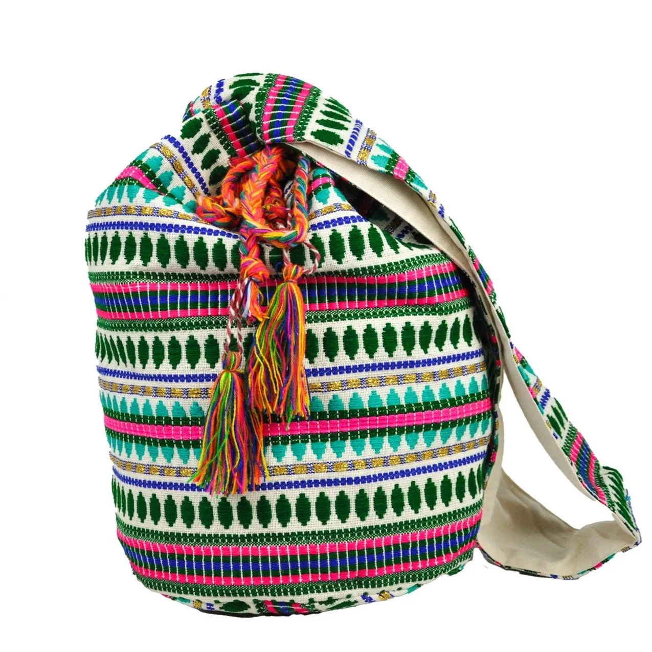 Boho Embroidered Crossbody Bucket Bag