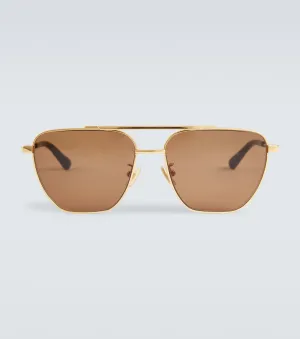 Bottega Veneta Aviator Sunglasses, Gold