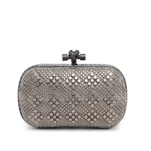 Bottega Veneta Blue Grey Karung & Metal Studded Knot Clutch