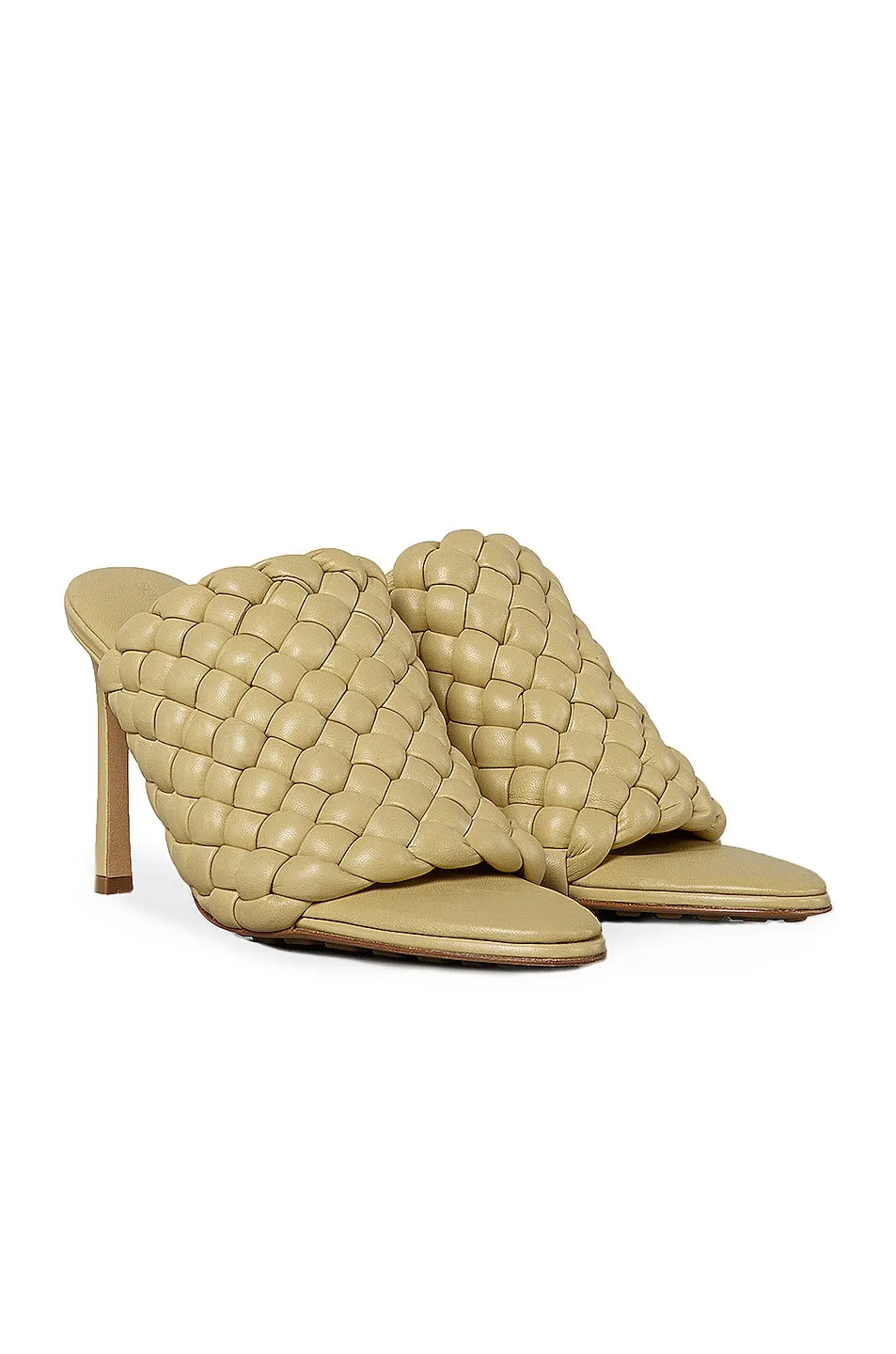 Bottega Veneta Padded Leather Sandals Mules, Tapioca