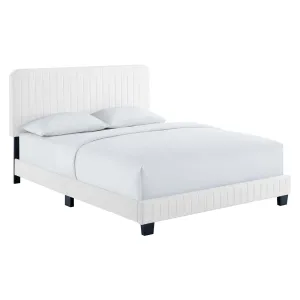 Celine Channel Tufted Performance Velvet King Platform Bed White MOD-6333-WHI