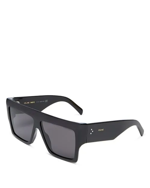 CELINE Flat Top Polarized Sunglasses, Square, 57mm color Black