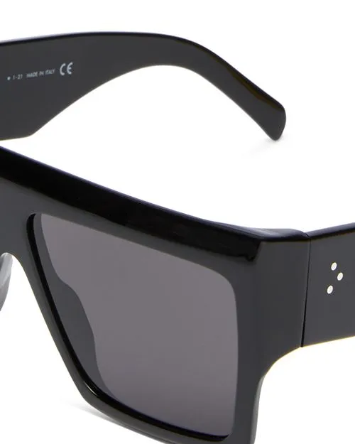 CELINE Flat Top Polarized Sunglasses, Square, 57mm color Black