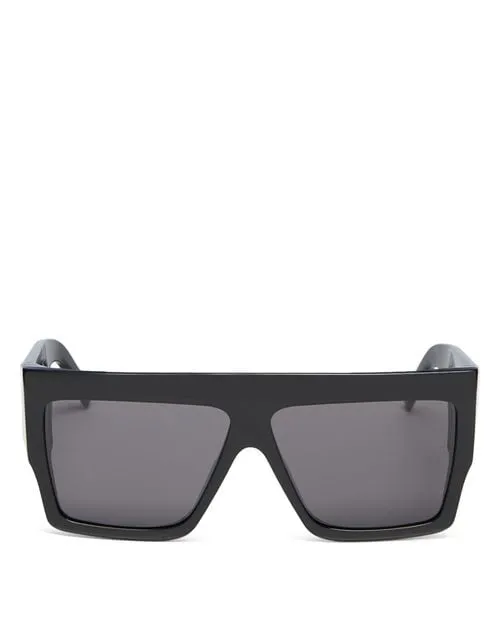 CELINE Flat Top Polarized Sunglasses, Square, 57mm color Black