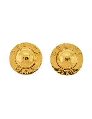 Celine Vintage Gold Star Globe Earrings