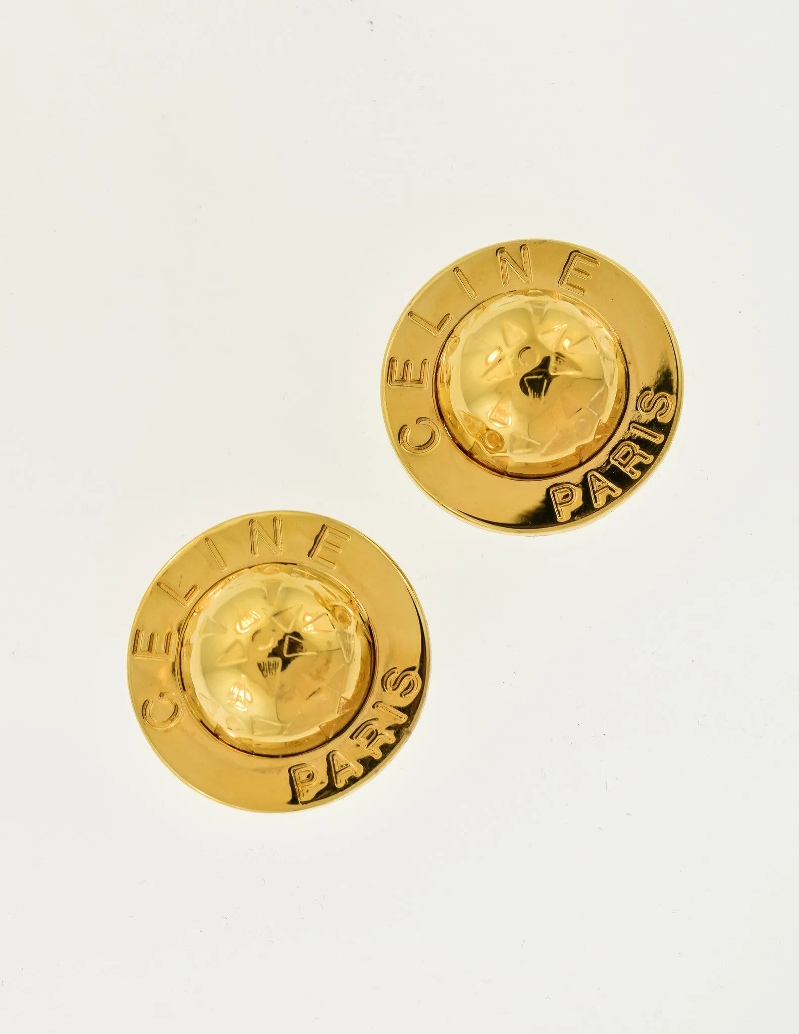 Celine Vintage Gold Star Globe Earrings