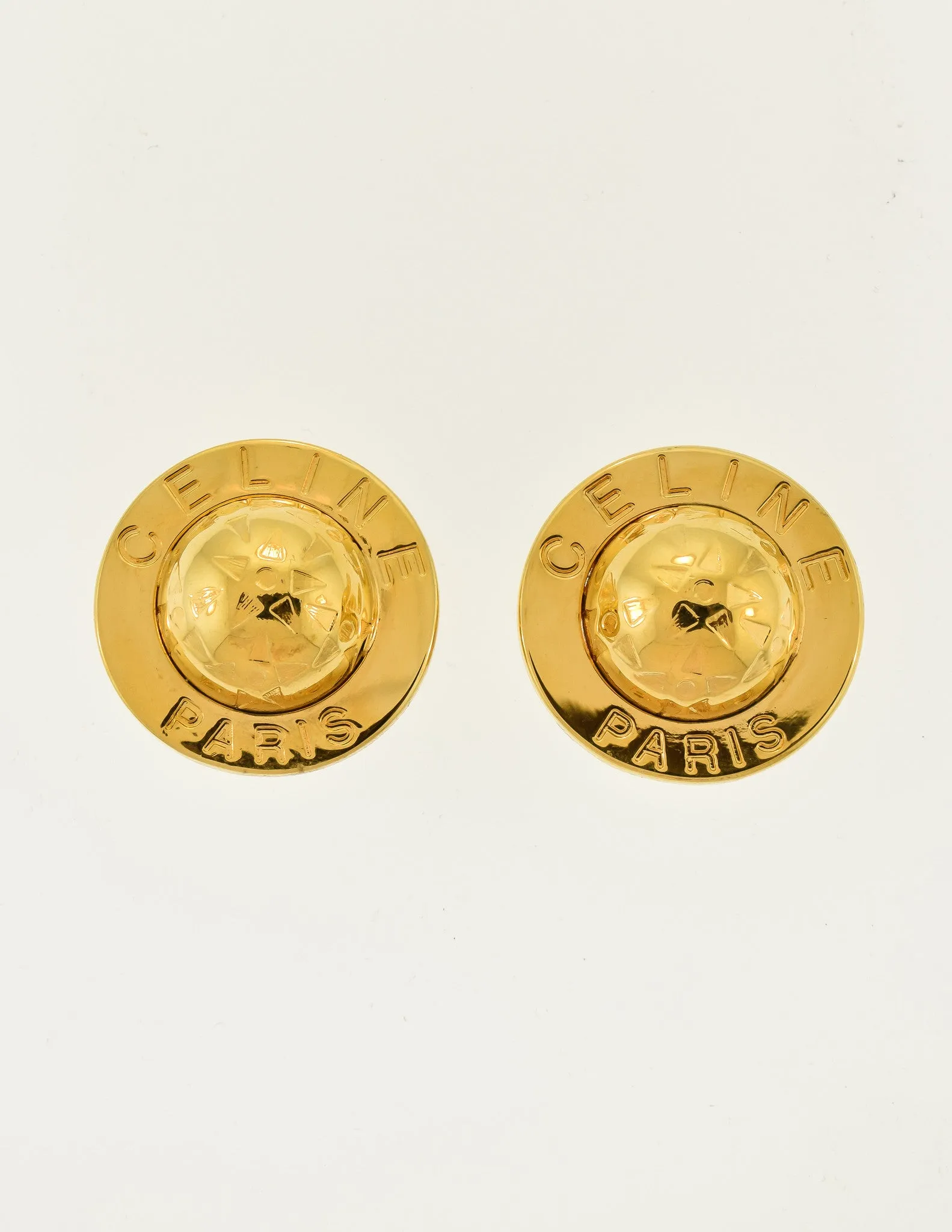 Celine Vintage Gold Star Globe Earrings