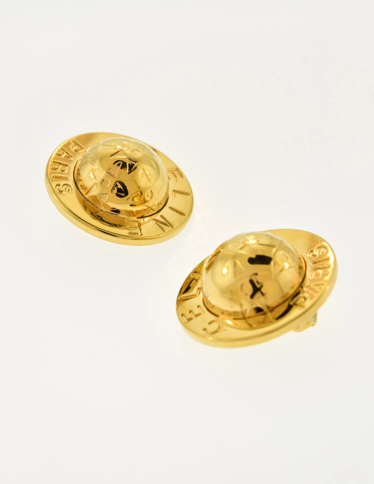 Celine Vintage Gold Star Globe Earrings