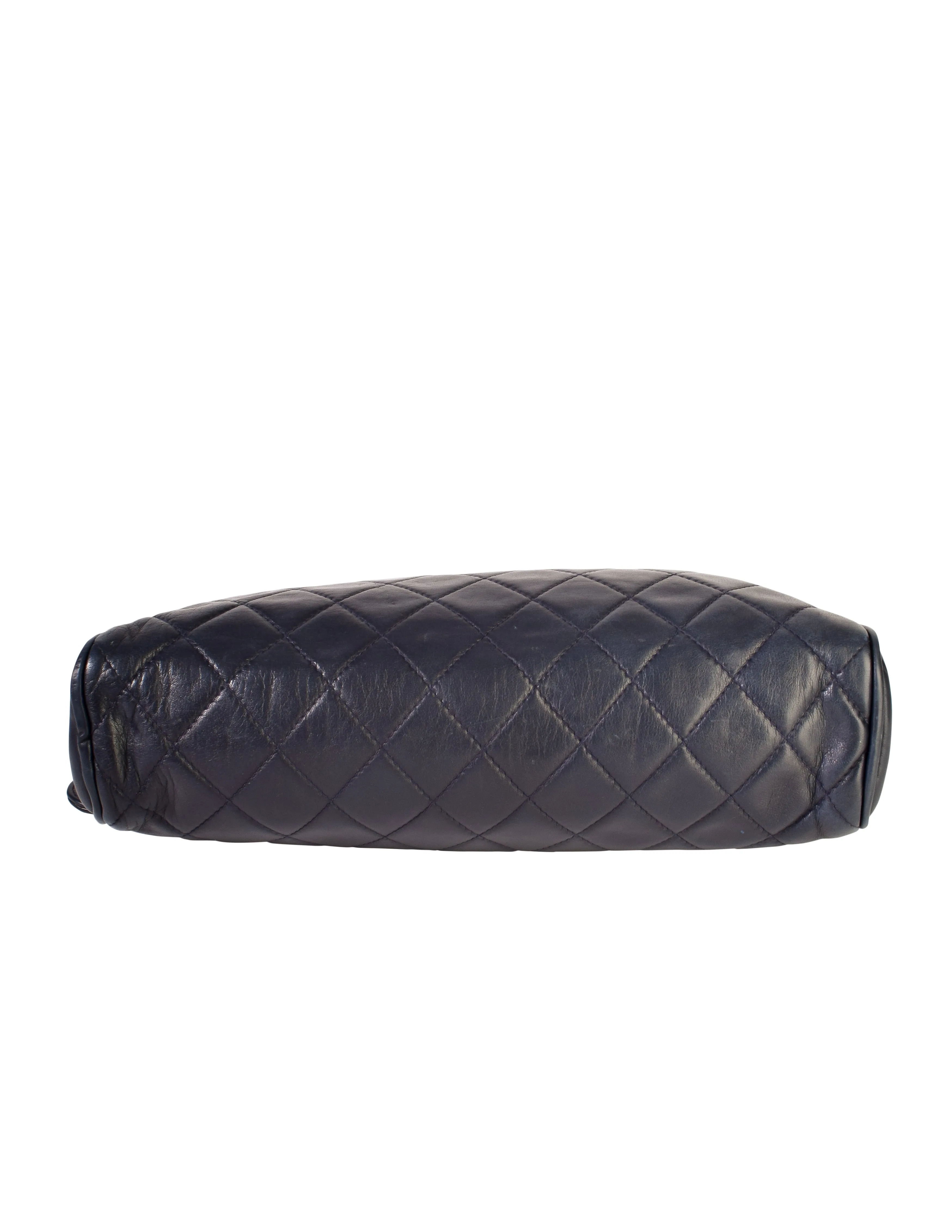 Chanel Vintage Navy Blue Matelasse Quilted Lambskin Leather Clutch Bag