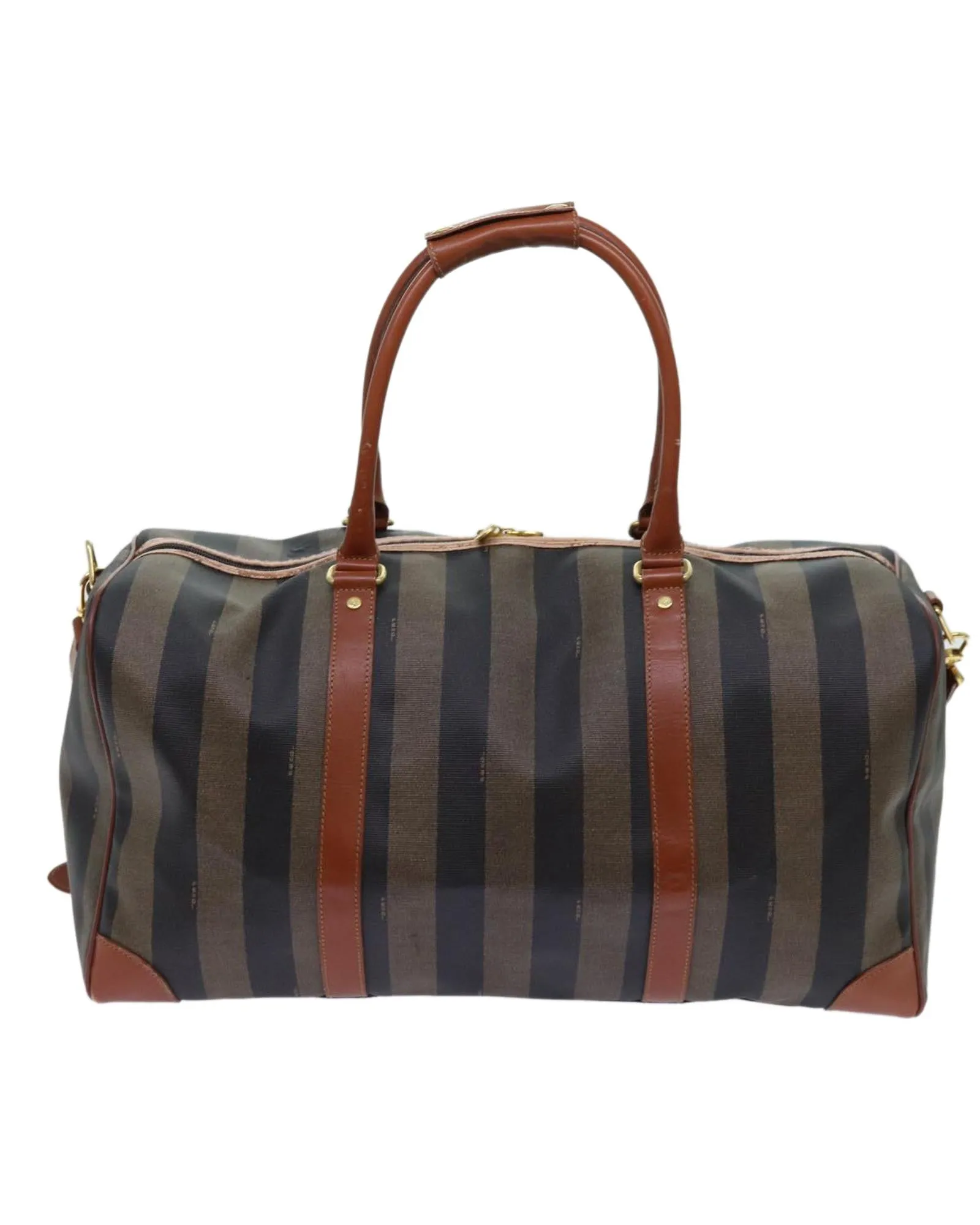 Coated Canvas Boston Bag with Shoulder Strap - Italy Made