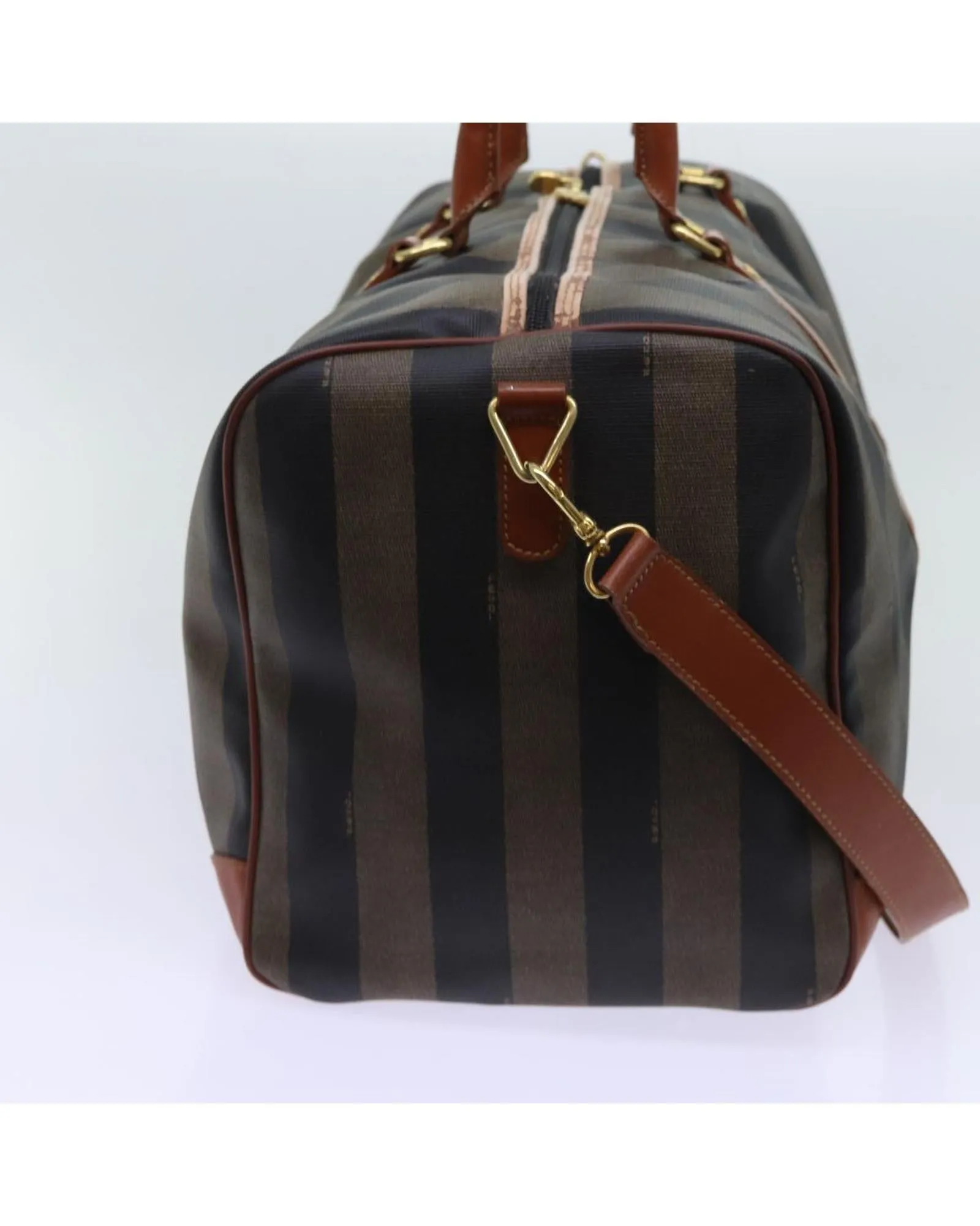 Coated Canvas Boston Bag with Shoulder Strap - Italy Made