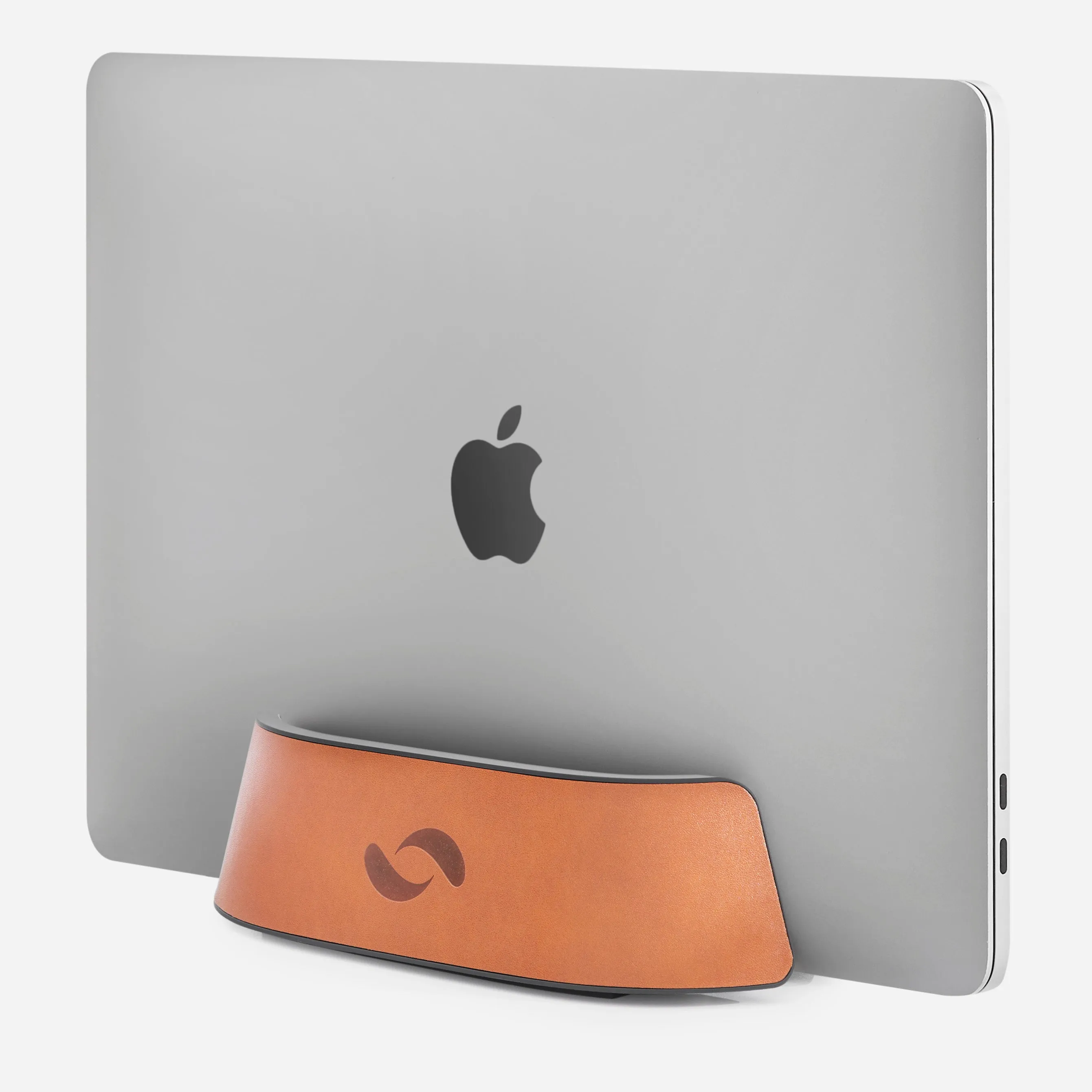 Cognac Leather Vertical Laptop Stand