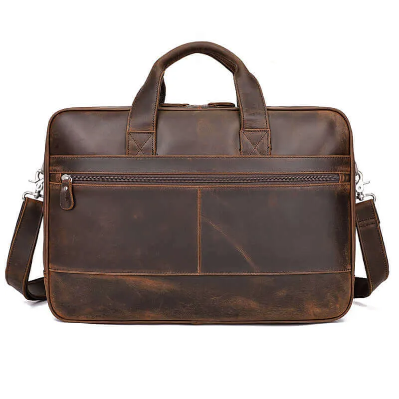 Crazy Horse Leather Laptop Bag | Large Capacity