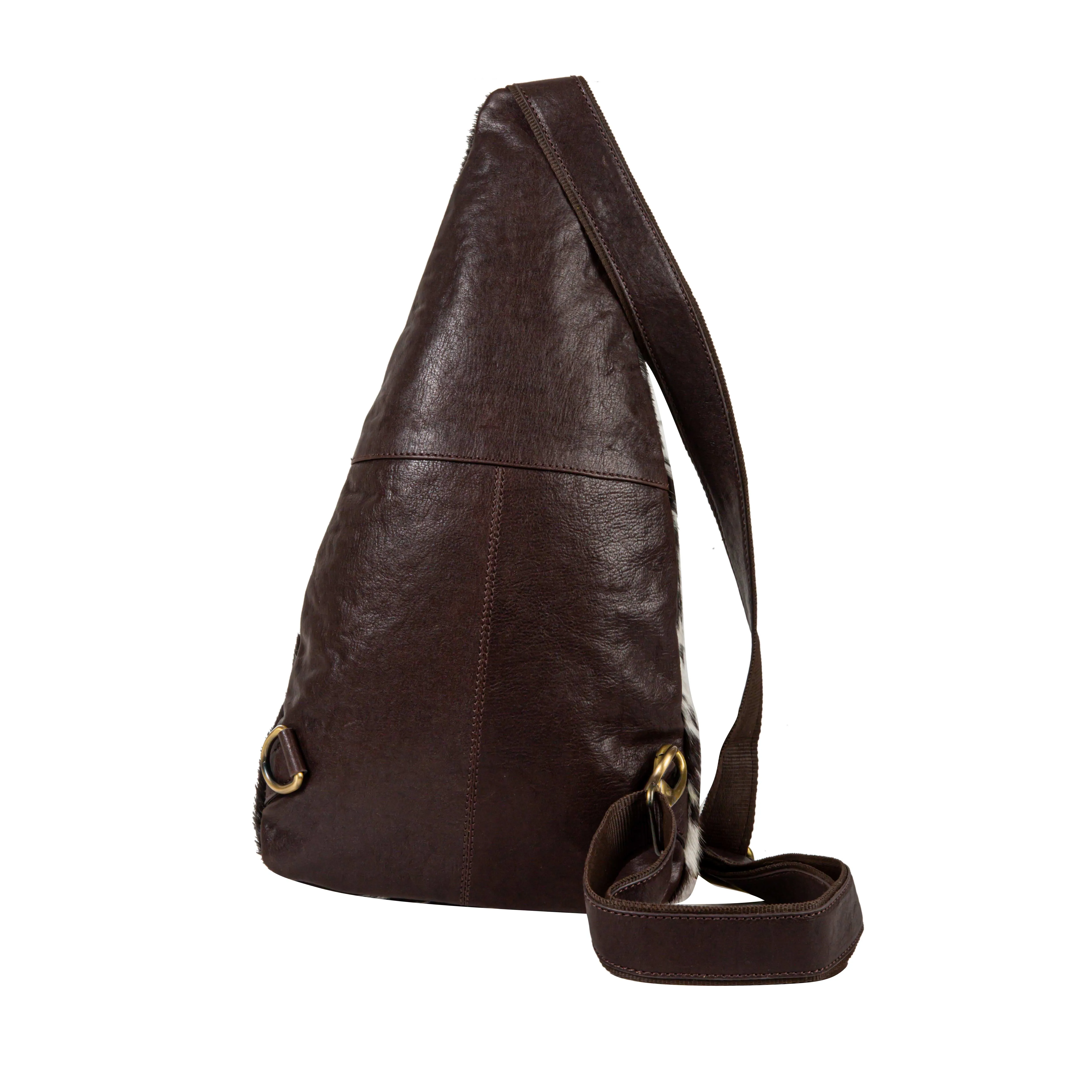 Cullom Trail Hair-On Hide Bucket Sling Bag In Black