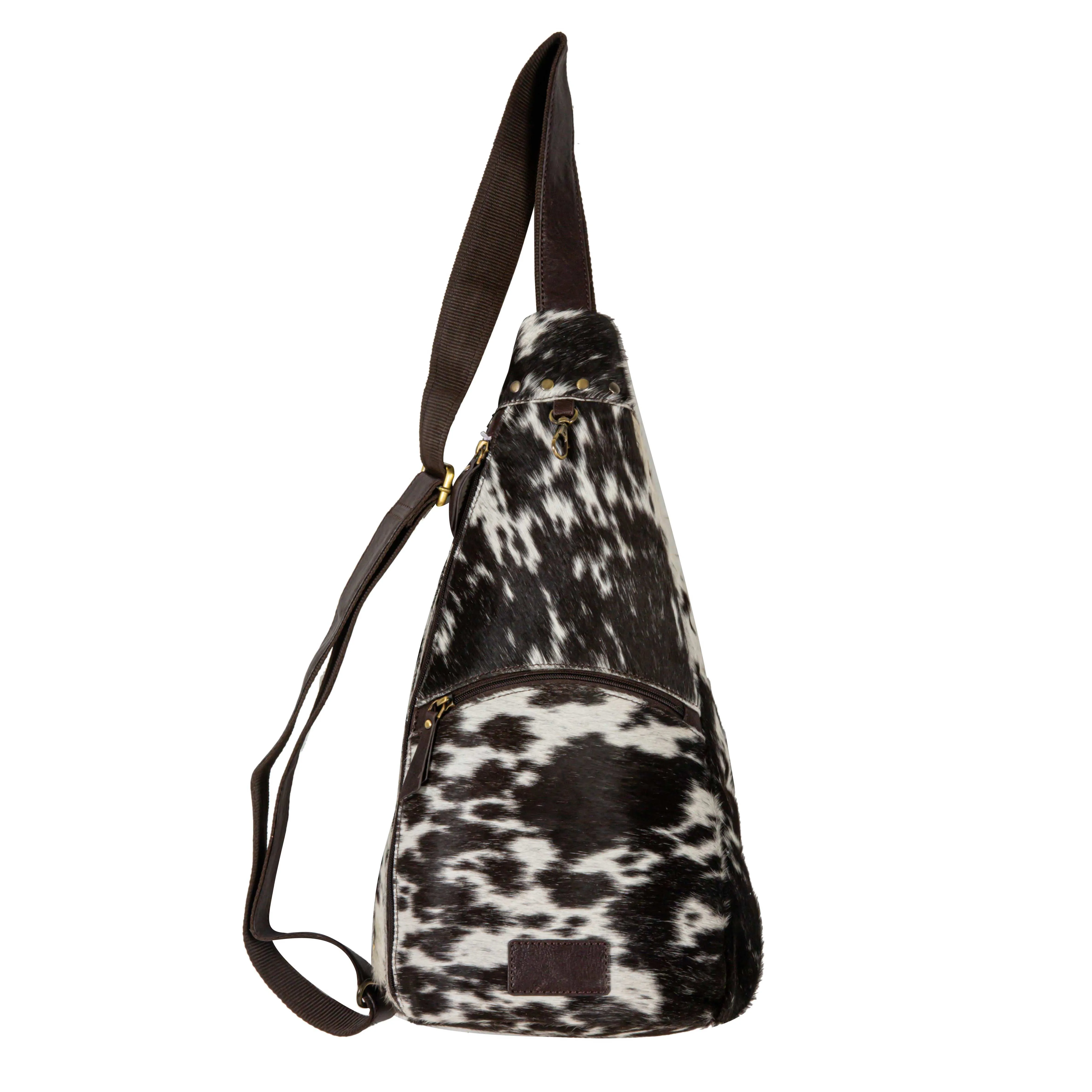 Cullom Trail Hair-On Hide Bucket Sling Bag In Black