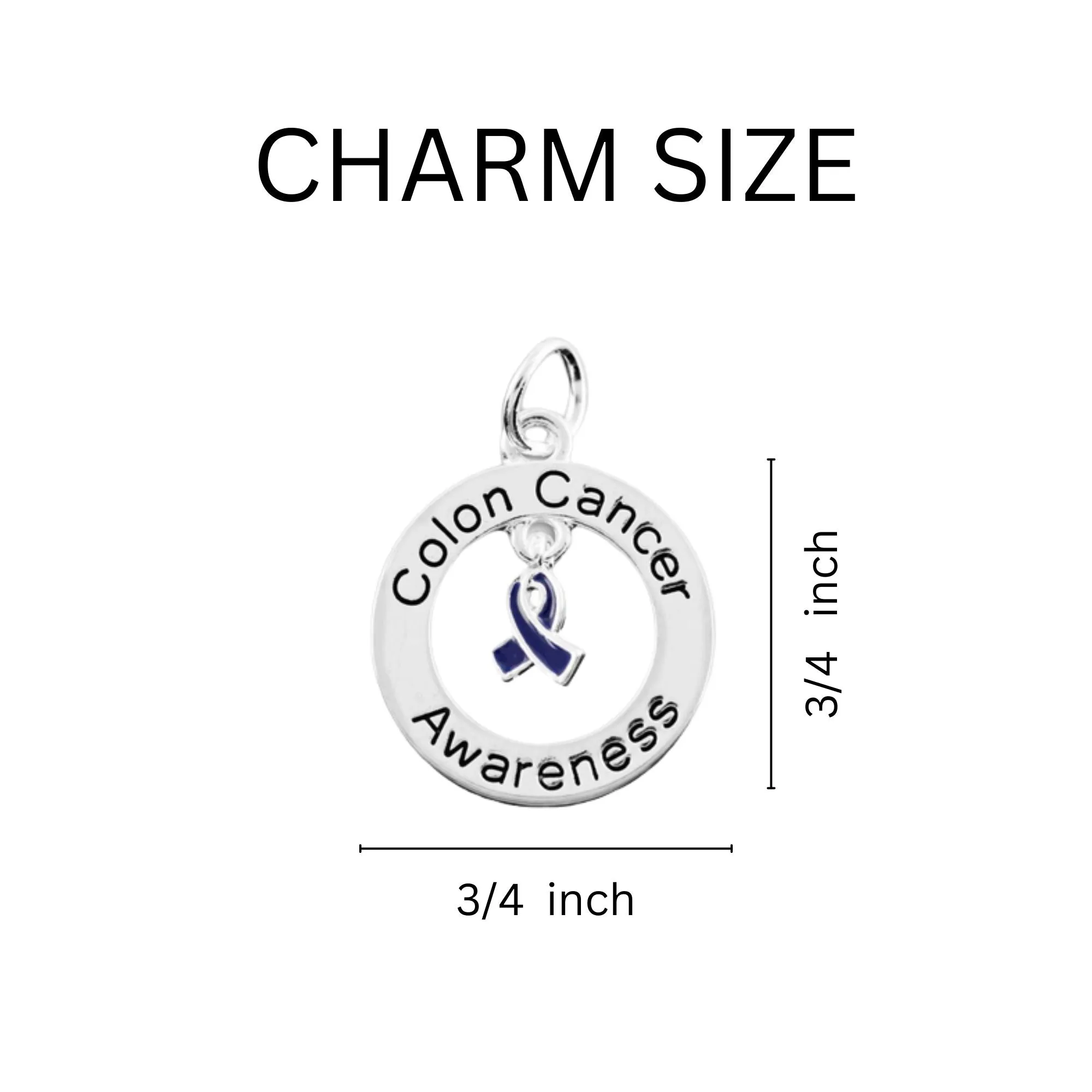 Dark Blue Ribbon Colon Cancer Awareness Split Style Keychains