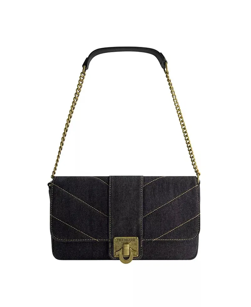 DENIM BRASS HARDWARE FLAP