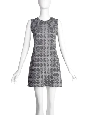 Fendi Vintage Grey Zucca FF Logo Monogram Mini Dress