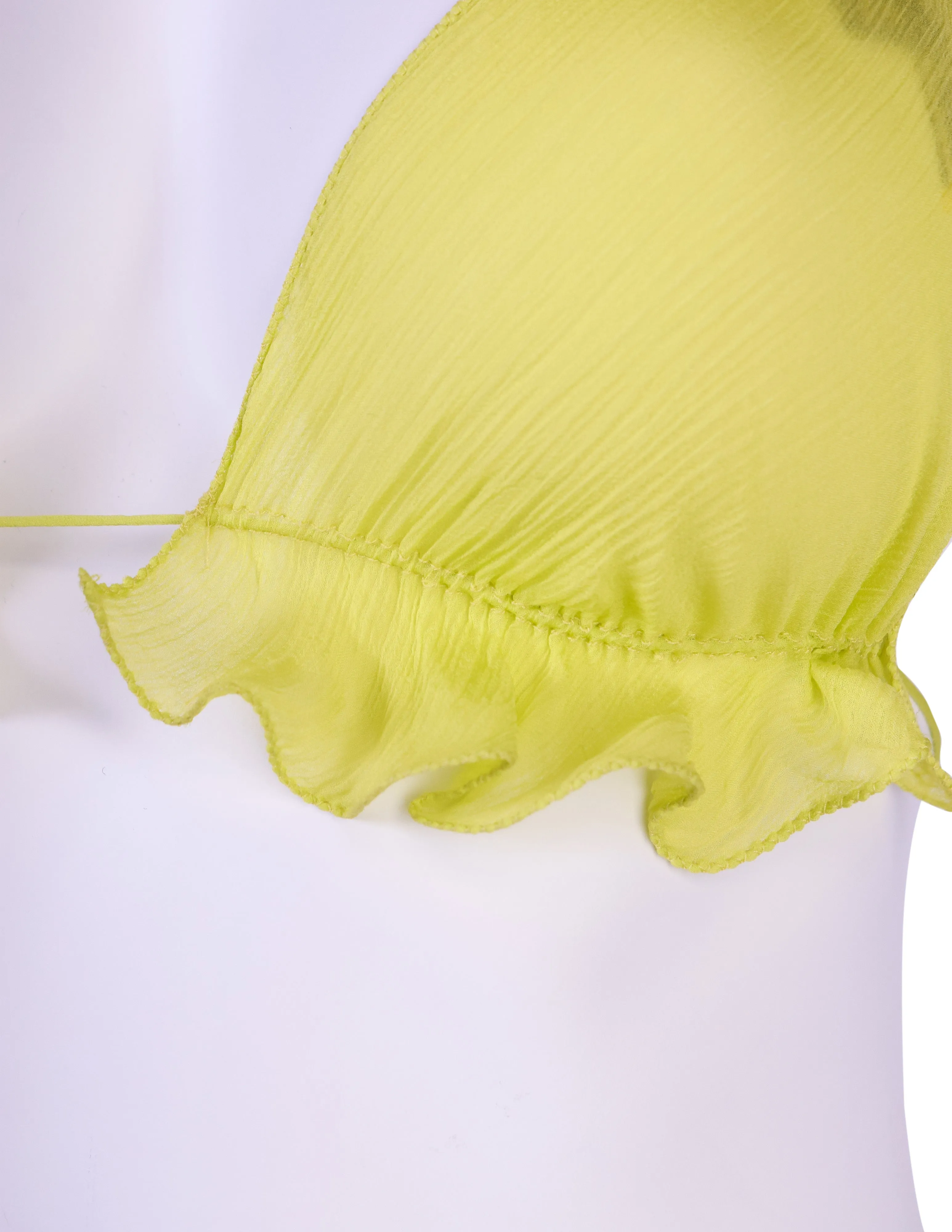 Fendi Vintage SS 2000 Neon Yellow Sheer Silk Chiffon Triangle Bralette Top