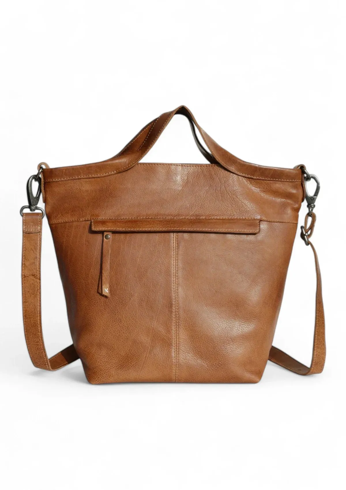 Frankie Handcrafted Leather Crossbody Tote - Cognac