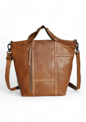 Frankie Handcrafted Leather Crossbody Tote - Cognac