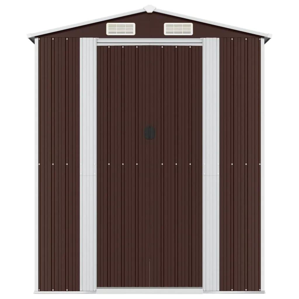 Garden Shed Dark Brown 192x938x223 cm Galvanised Steel