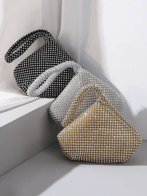 Geometric Rhine Stones Zipper Handbags