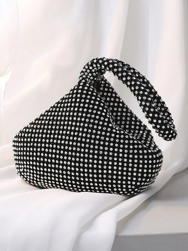 Geometric Rhine Stones Zipper Handbags