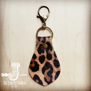 Hair-on-Hide Leather Key Chain - Leopard