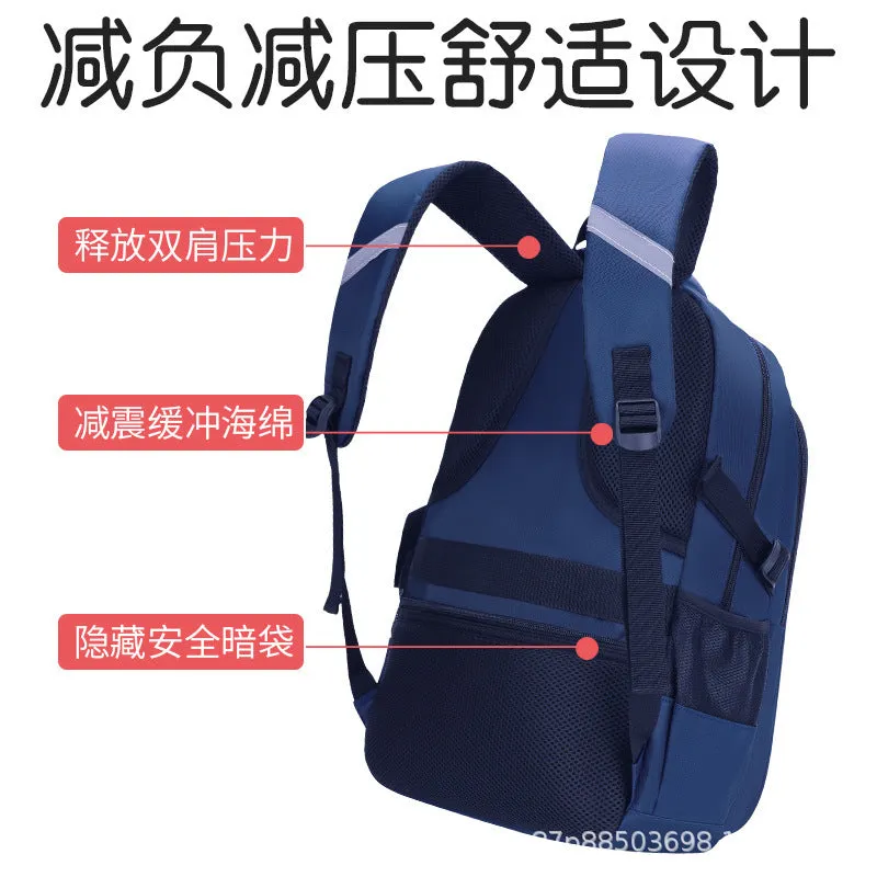 Junior's Schoolbag Large Capacity Men's Spine Protection Grade 3-6 Children Primary School Student Backpack Wholesale Kidsbag Burden Reduction